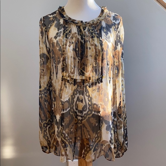 Elie Tahari Silk Sheer Blouse - Picture 1 of 8